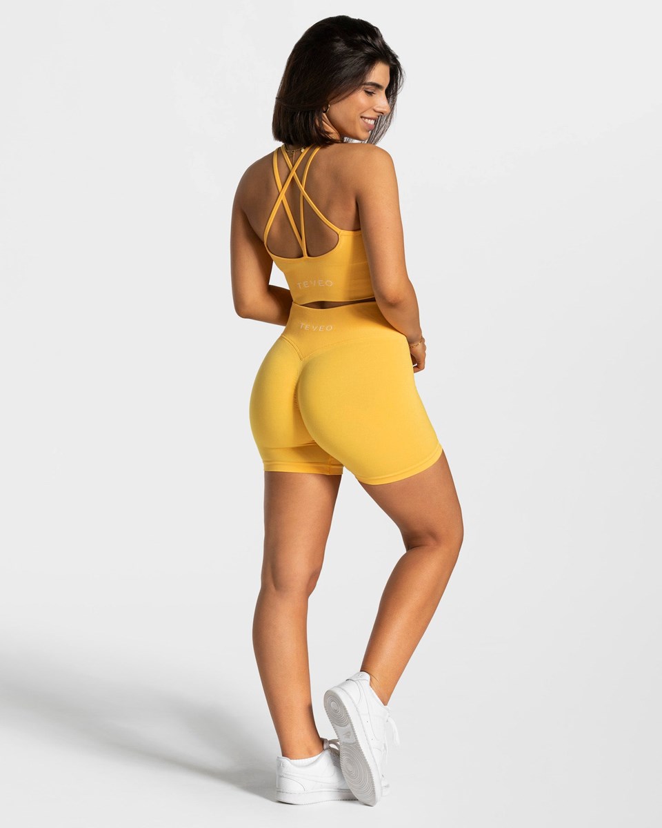 TEVEO Statement Scrunch Shorts Gelb | 095834JAK