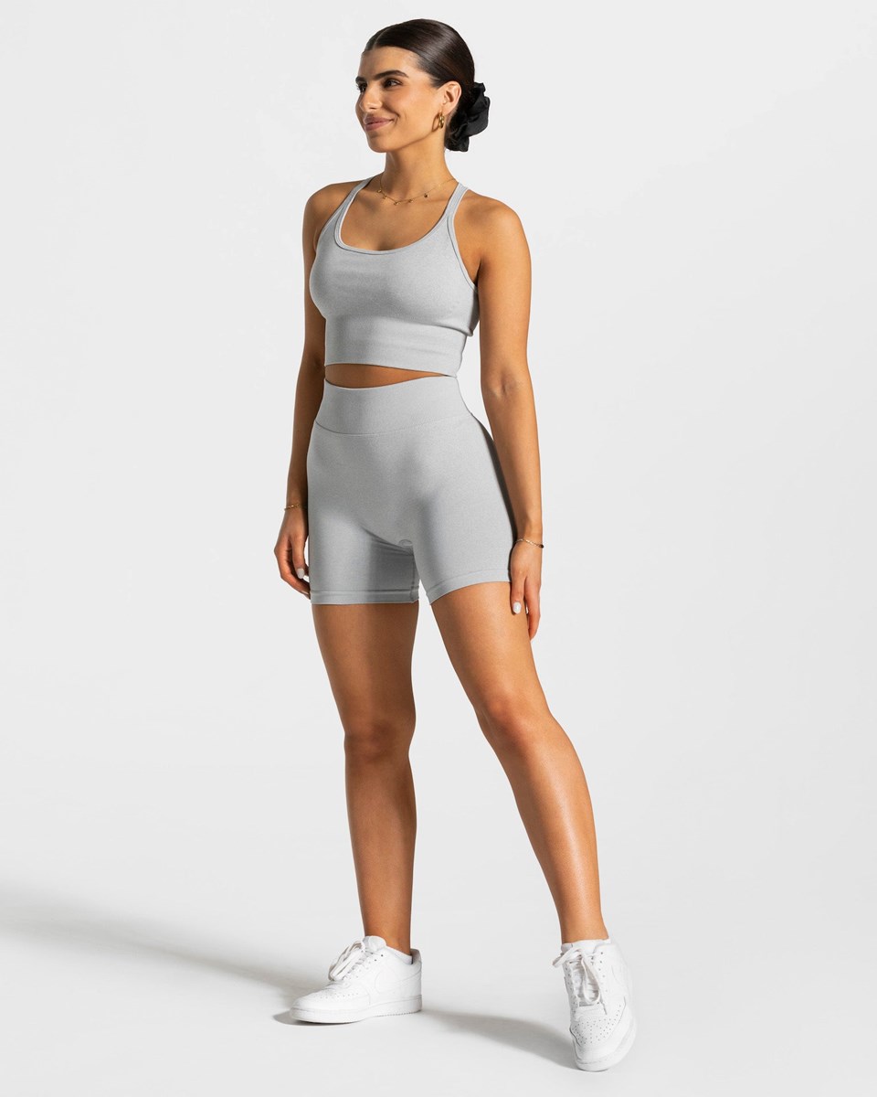 TEVEO Statement Scrunch Shorts Hellgrau | 028496JFG