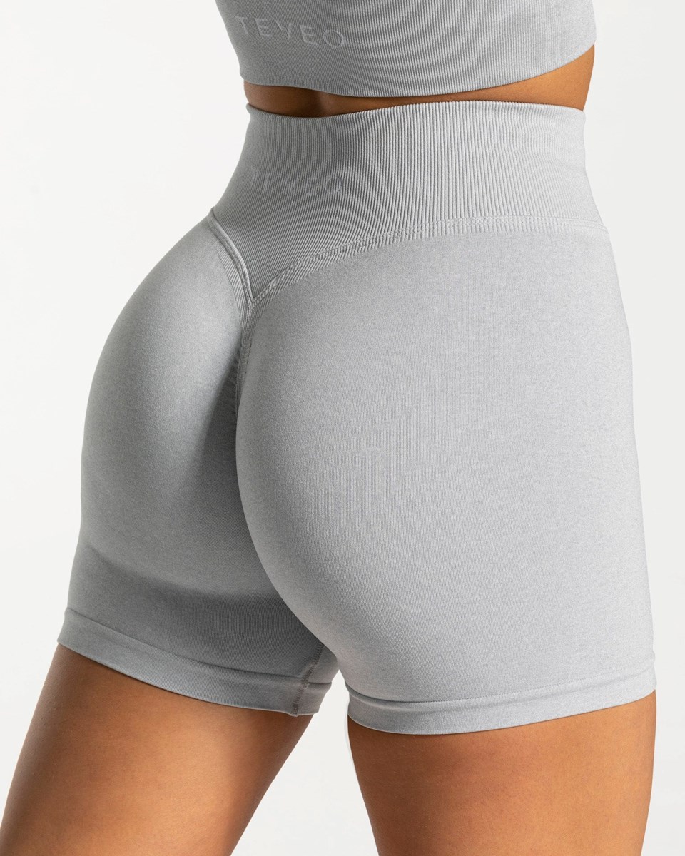 TEVEO Statement Scrunch Shorts Hellgrau | 028496JFG