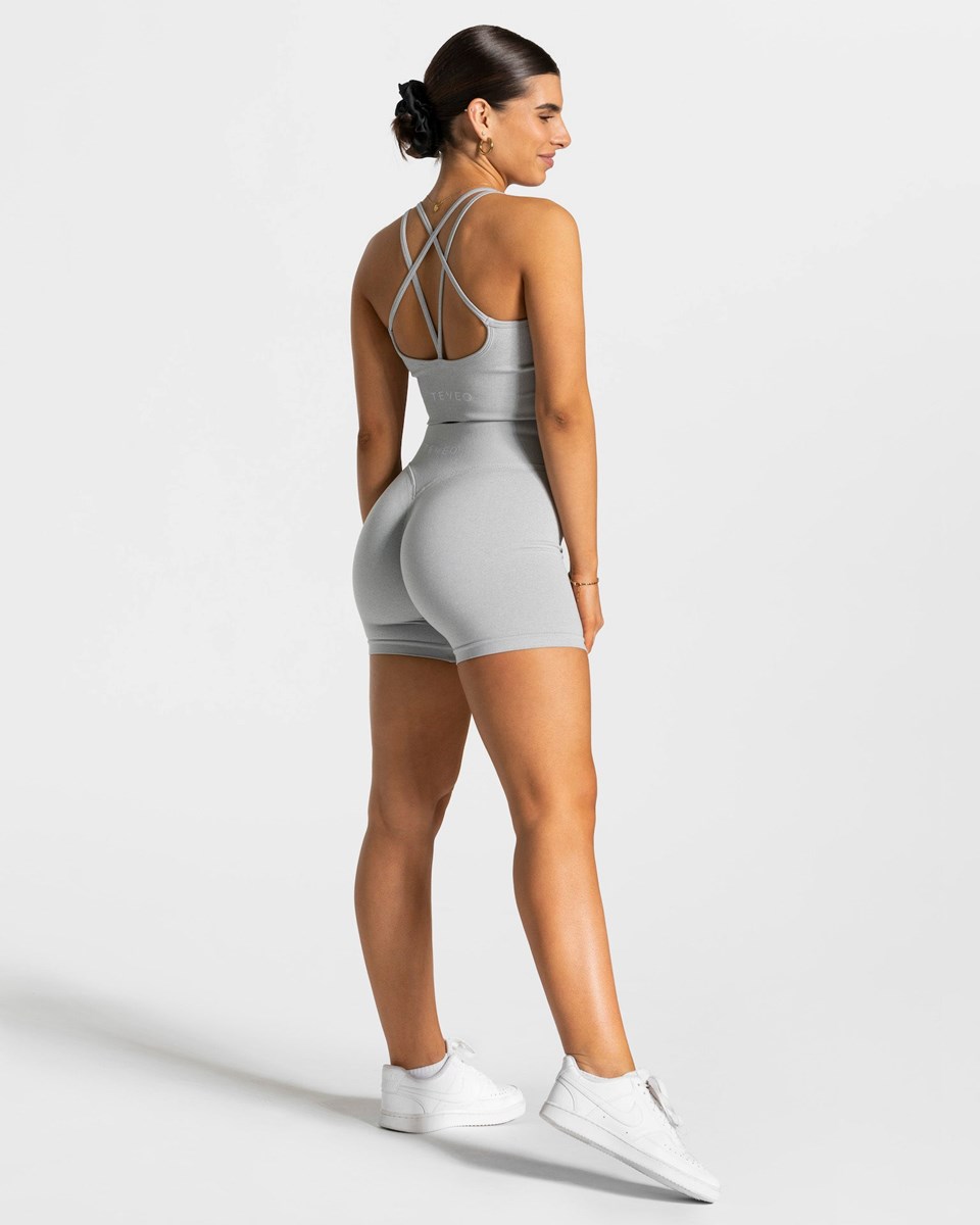 TEVEO Statement Scrunch Shorts Hellgrau | 028496JFG