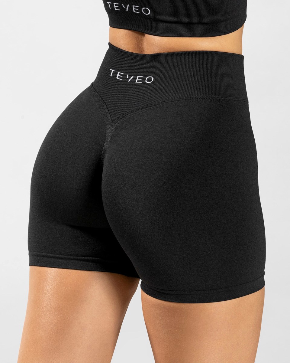 TEVEO Statement Scrunch Shorts Schwarz | 105837GKI