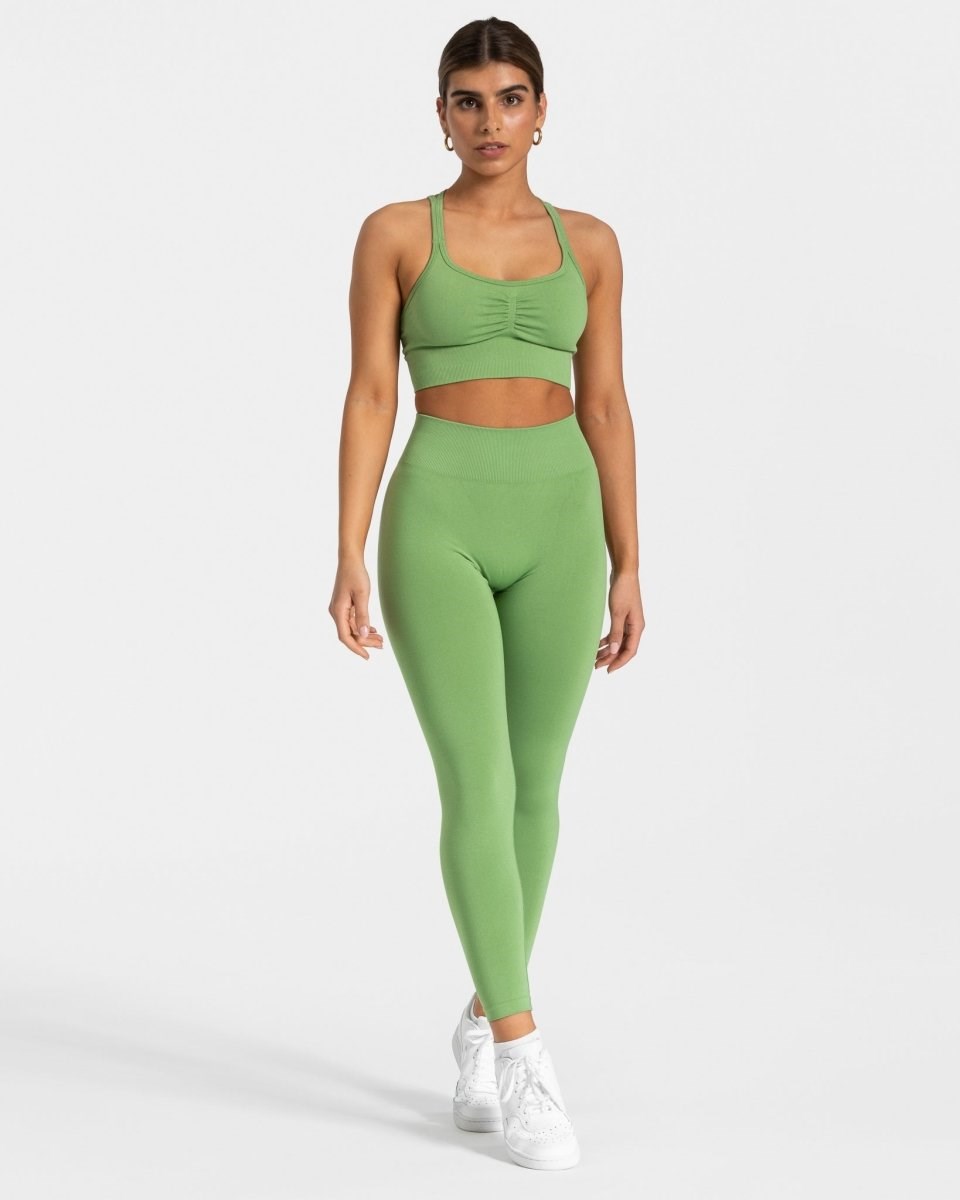 TEVEO Timeless Scrunch Leggings Olivgrün | 051382IBU