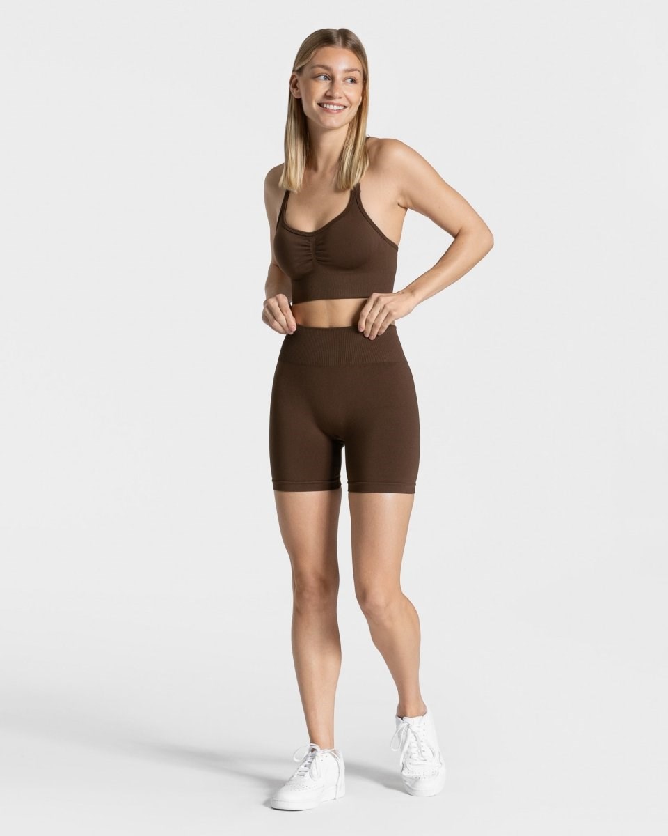 TEVEO Timeless Scrunch Shorts Dunkelbraun | 315680JCY