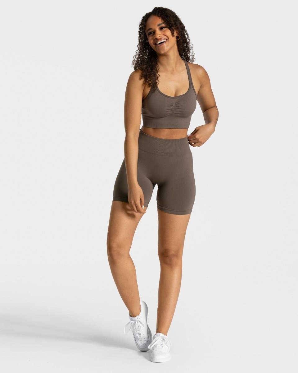 TEVEO Timeless Scrunch Shorts Taupe | 081537HRM