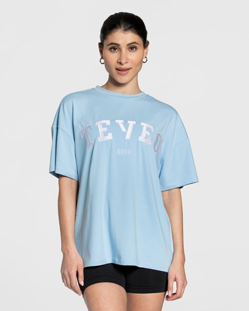 TEVEO College Oversized T-Shirt Blau | 574163UEY