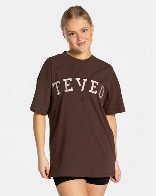 TEVEO College Oversized T-Shirt Dunkelbraun | 586304UNX