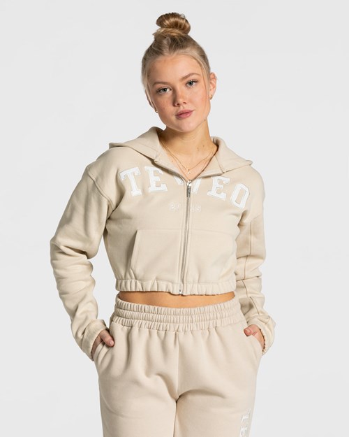 TEVEO College Zip Hoodie Beige | 915278QWV