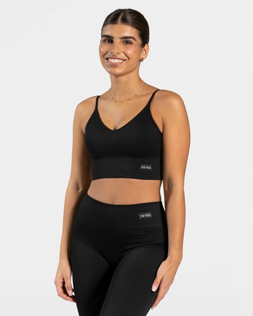 TEVEO Elegant Cross Top Schwarz | 561279EUY