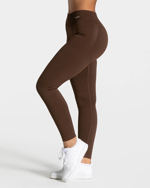 TEVEO Elegant Scrunch Leggings Dunkelbraun | 253481FRM