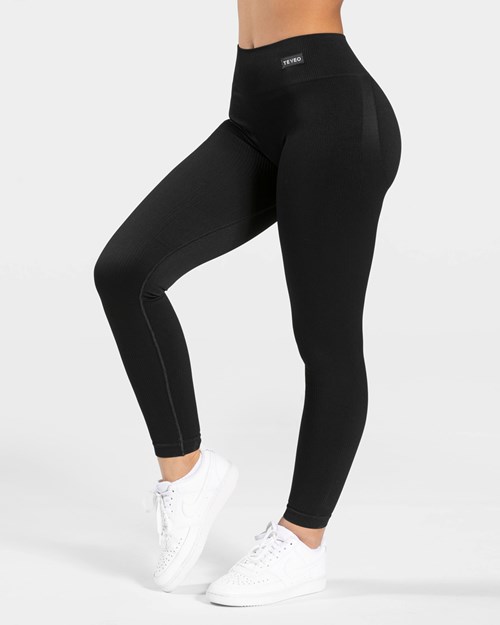 TEVEO Elegant Scrunch Leggings Schwarz | 581649MTY