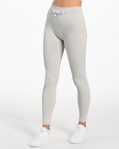 TEVEO Gerippt Leggings Hellgrau | 051384EJM