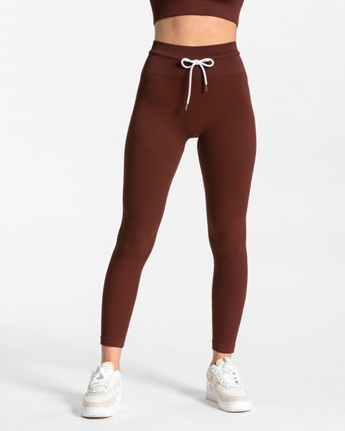 TEVEO Gerippt Leggings Mahagoni | 903716CFM