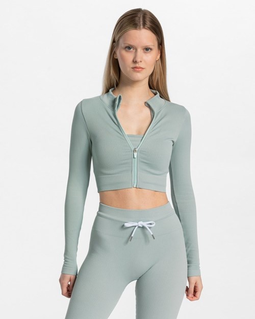 TEVEO Gerippt Zip Jackets Blau | 150469LFB