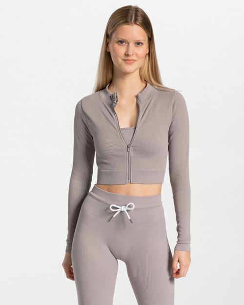 TEVEO Gerippt Zip Jackets Stone | 928603LWT