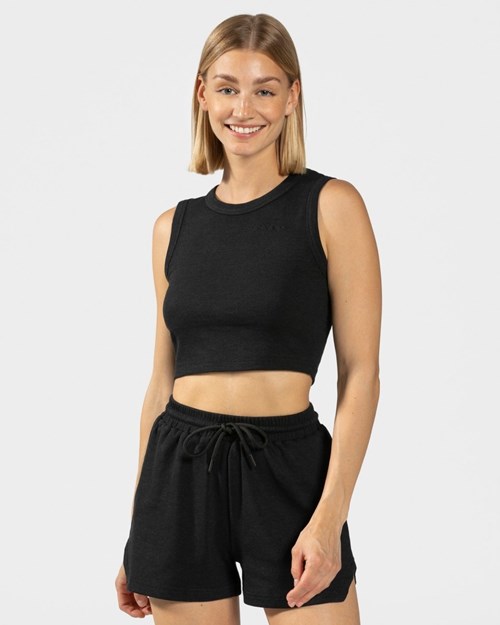 TEVEO Lounge Crop Top Schwarz | 523907KVP