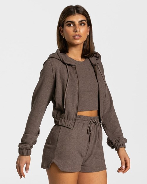 TEVEO Lounge Zip Hoodie Dunkelbraun | 437021IVT
