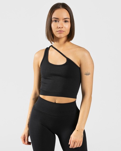 TEVEO Sassy One Shoulder Top Schwarz | 654328TFO
