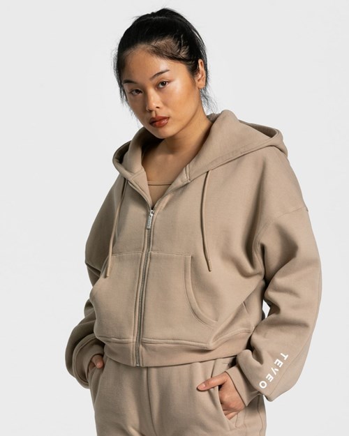 TEVEO Sassy Zip Hoodie Beige | 263154SZD