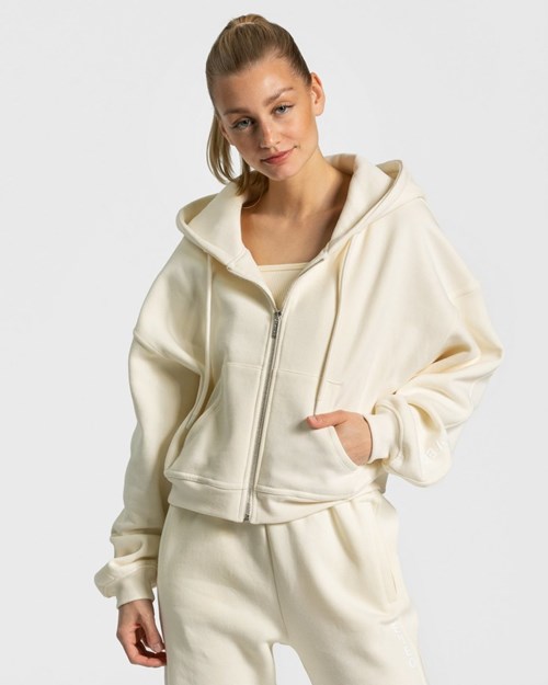 TEVEO Sassy Zip Hoodie Ivory | 479320POS