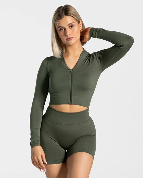 TEVEO Statement Zip Jackets Khaki | 623815ANU